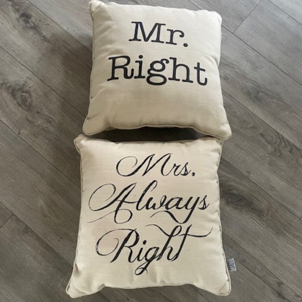 Mr and Mrs throw pillows 15X15